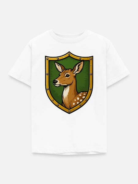 Hirsch im Schild Heraldik - Kinder T-Shirt - Weiß
