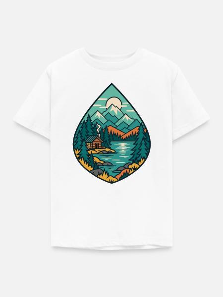 Waldsee Hüttenlandschaft - Kinder T-Shirt - Weiß