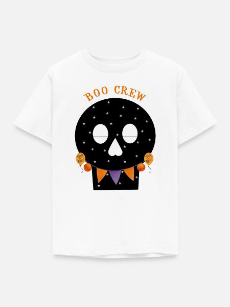 Starry Skull Boo Crew Halloween - Kinder T-Shirt - Weiß