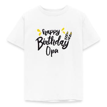 Happy Birthday Opa - Kerze Geburtstag - Kinder T-Shirt - Weiß - Vorne - AI Model Kid Male (0cm)