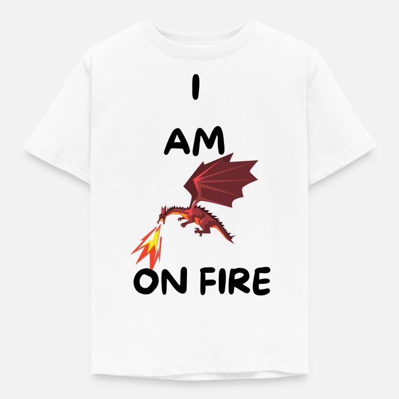 I'M ON FIRE -dragon spits fire - gift - Kids' T-Shirt - white