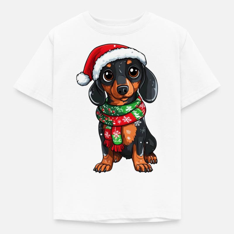 Weihnachts Dackel - Kinder T-Shirt - Weiß