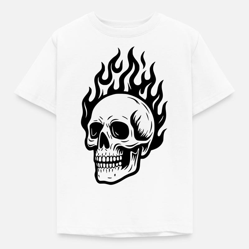 Skull ... on fire! - Kids' T-Shirt - white