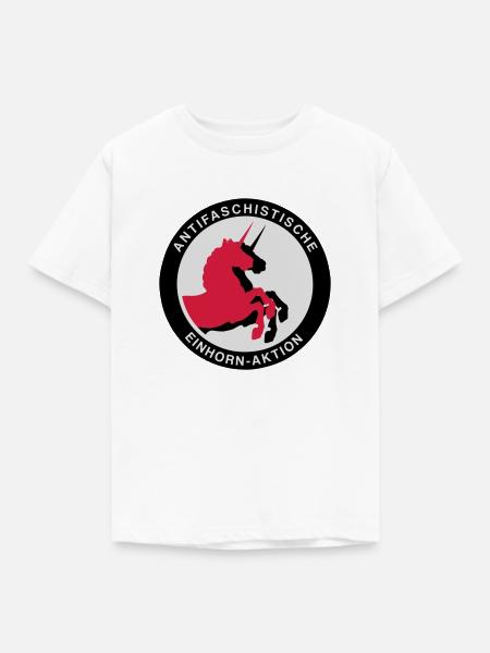 Antifaschistische Einhorn-Aktion - Kinder T-Shirt - Weiß