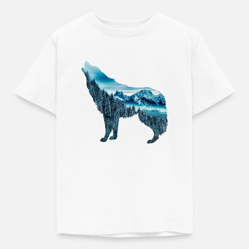 Der Wolf und der Berg - Kinder T-Shirt - Weiß