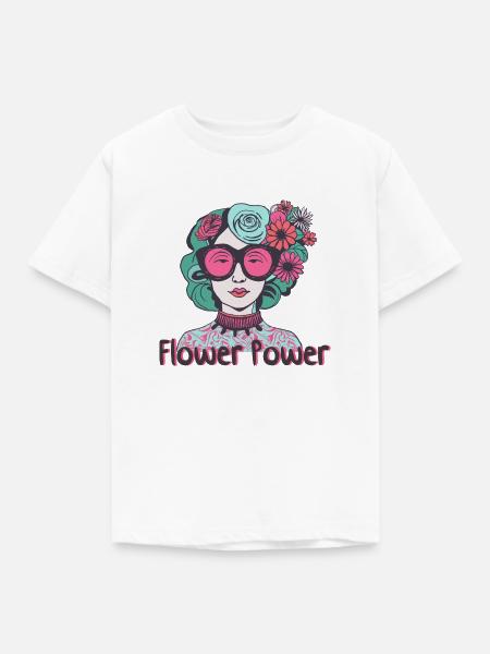 Flower Power Lady - Kinder T-Shirt - Weiß