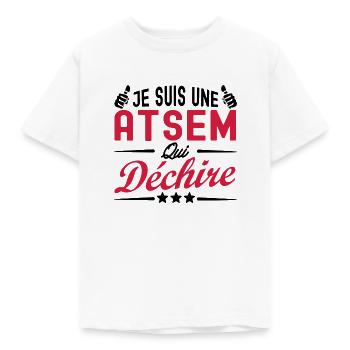 je suis une ATSEM qui déchire - T-shirt Enfant - blanc - Devant - AI Model Kid Male (0cm)
