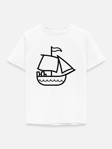 Piratenschiff - Kinder T-Shirt - Weiß