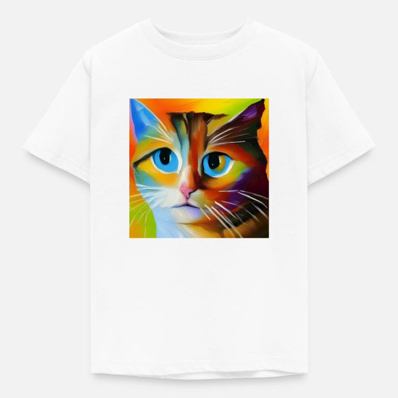 Portrait abstrait de chat - T-shirt Enfant - blanc