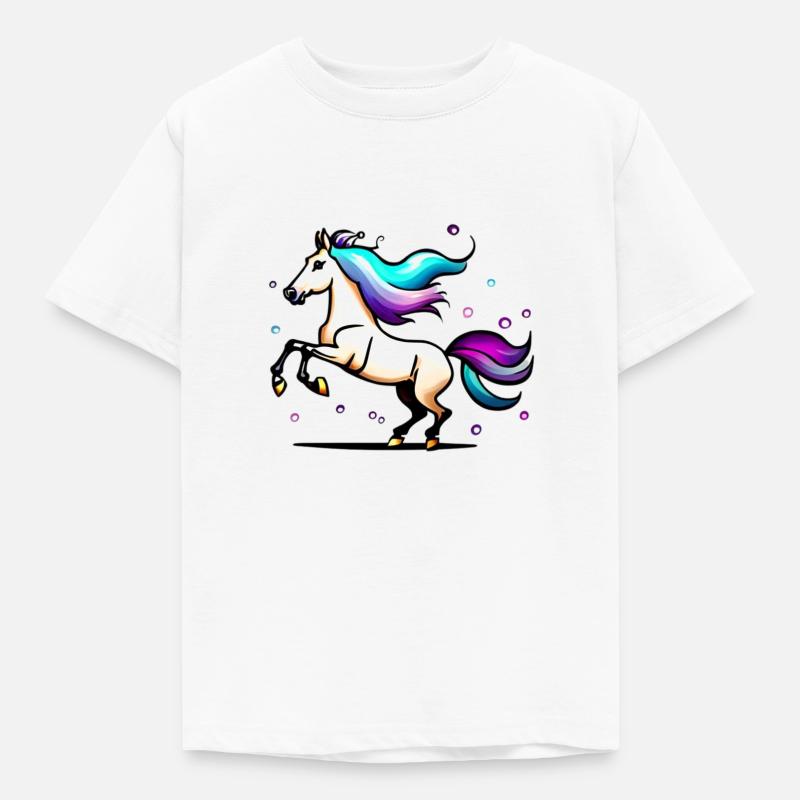 Cheval à queue colorée - T-shirt Enfant - blanc