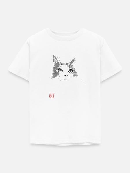 Katzengesicht - Kinder T-Shirt - Weiß