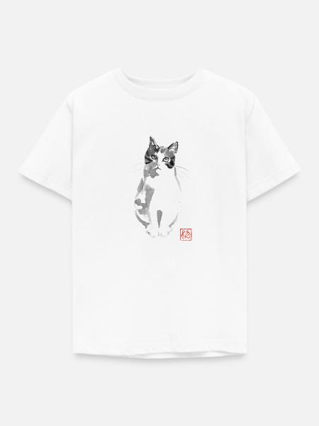 Verfragende Katze - Kinder T-Shirt - Weiß