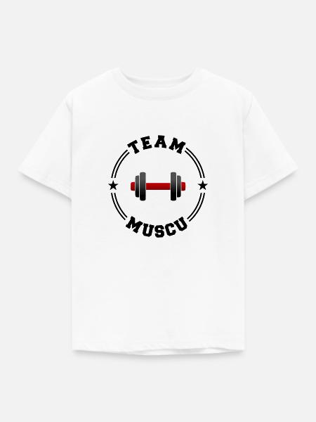 TEAM MUSCU College-Runde - Kinder T-Shirt - Weiß