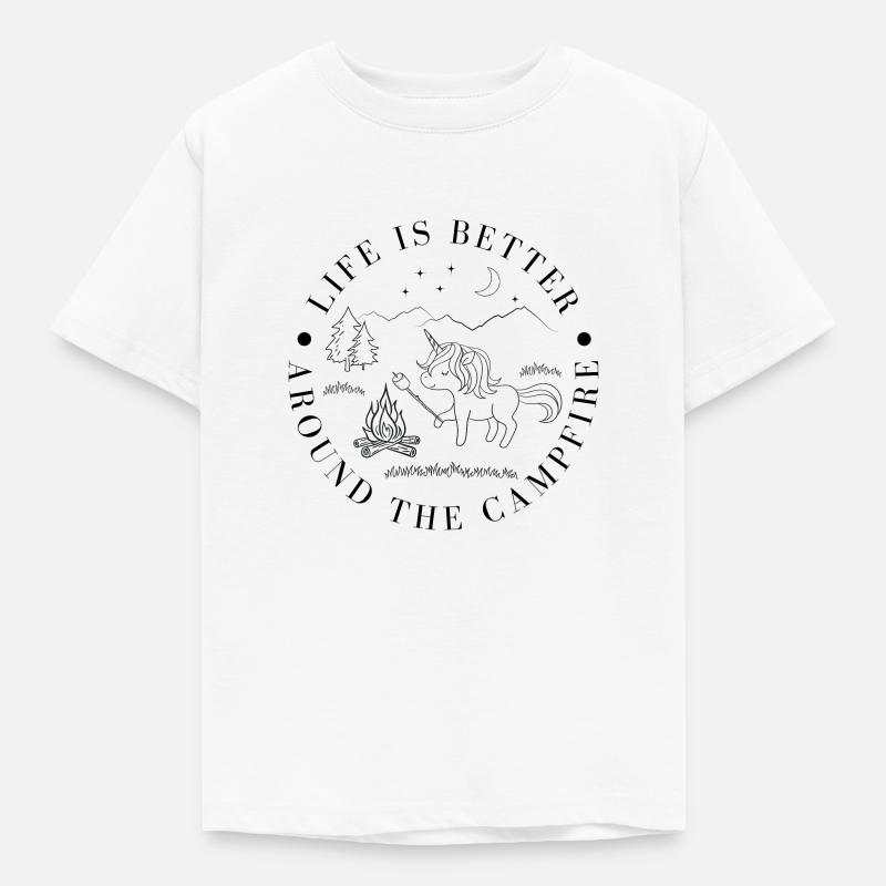 arount Campfire Einhorn Mädchen - Kinder T-Shirt - Weiß