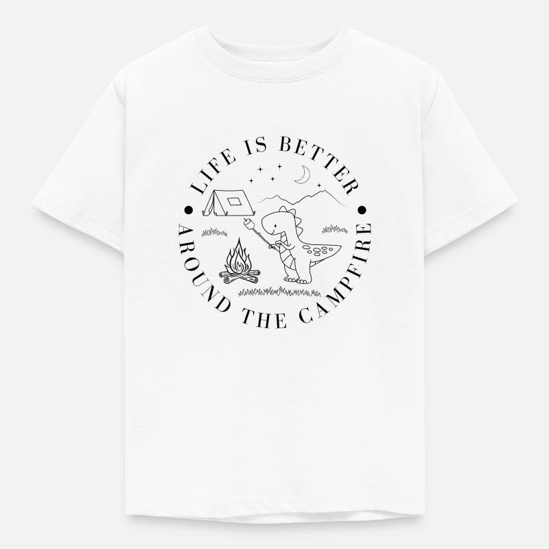 Campfire Dino for Boys - Kinder T-Shirt - Weiß