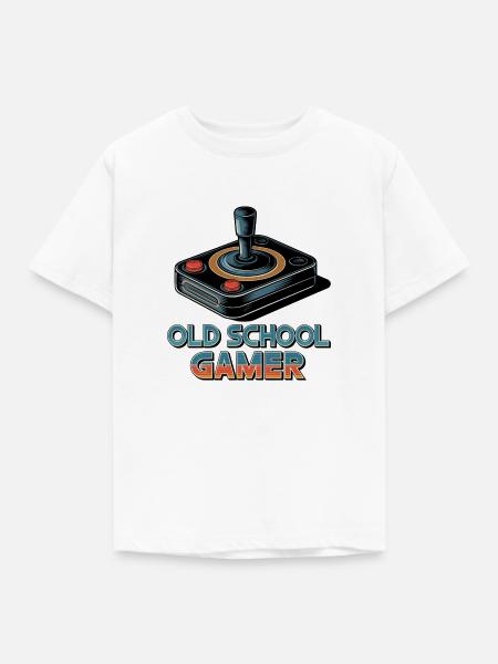 Old School Gamer – Retro-Joystick - Kinder T-Shirt - Weiß