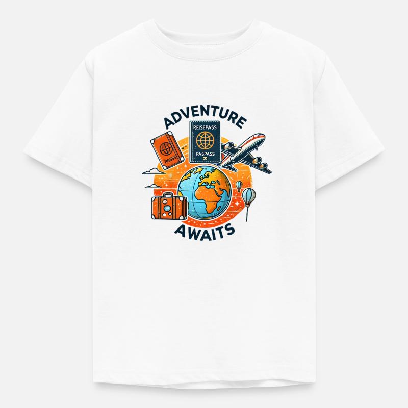 L’aventure vous attend ✈️🌍🎒 - T-shirt Enfant - blanc