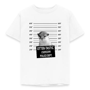 Otter Mugshot. Polizei, Verbrecherfoto, funny - Kinder T-Shirt - Weiß - Vorne - AI Model Kid Male (0cm)