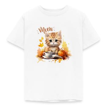 Herbst Kätzchen - Kinder T-Shirt - Weiß - Vorne - AI Model Kid Male (0cm)