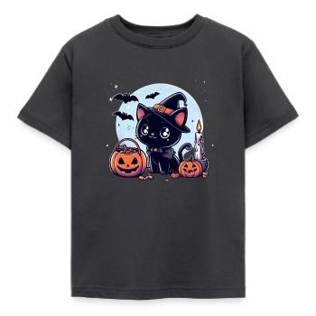 Kitty halloween - Kids' T-Shirt - dark grey - Front - AI Model Kid Female (0cm)