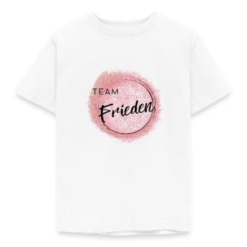 Team Frieden - positives Denken - Affirmation - Kinder T-Shirt - Weiß - Vorne - AI Model Kid Male (0cm)