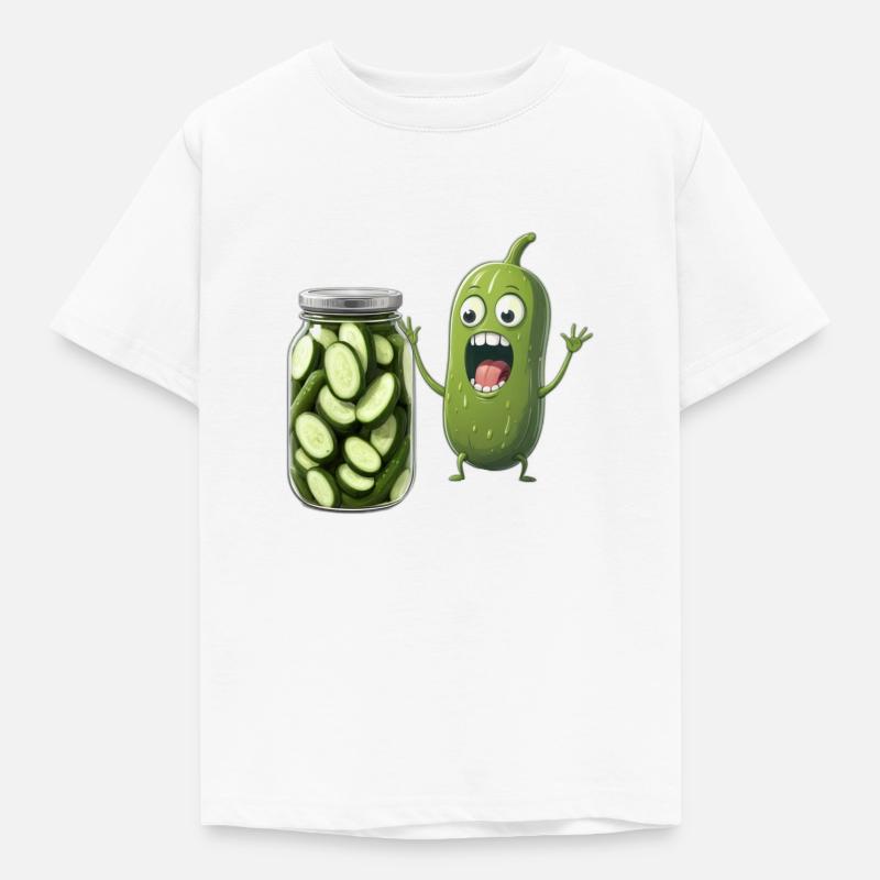 Cornichon réagissant à un pot de cornichons - Amateurs de cornichons - T-shirt Enfant - blanc