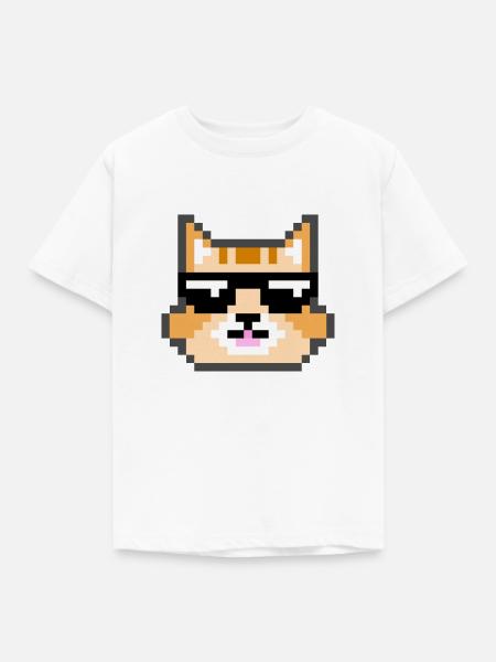 Katze mit Sonnenbrille - Kinder T-Shirt - Weiß