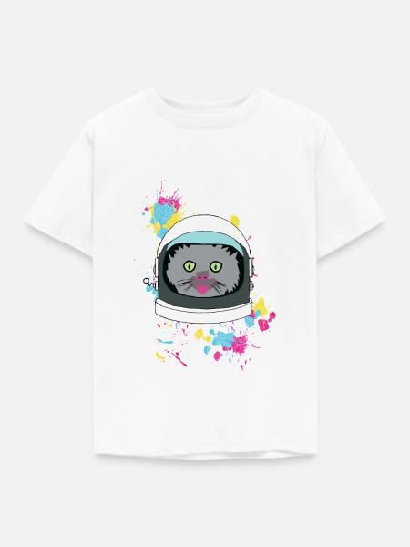 Space cat - Kinder T-Shirt - Weiß
