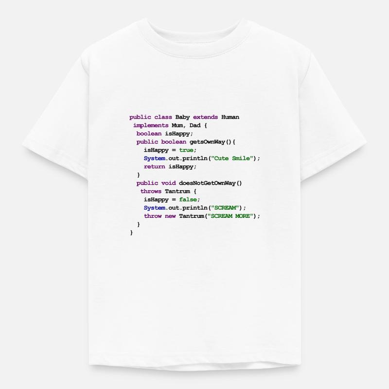 Java Code New Baby - löst Wutanfall aus - Kinder T-Shirt - Weiß
