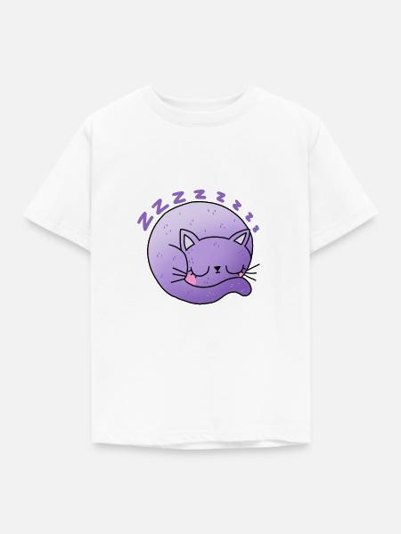 Schläfrige Katze - Kinder T-Shirt - Weiß