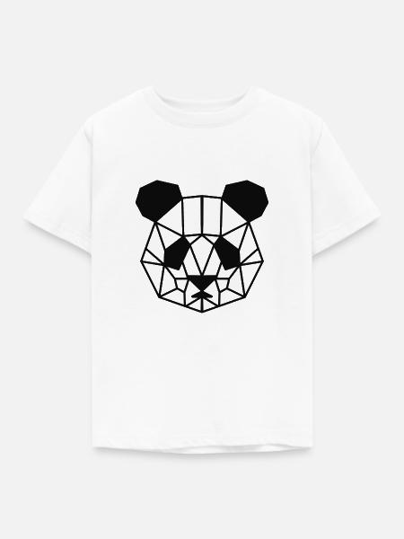 Geometrischer Pandabär - Kinder T-Shirt - Weiß