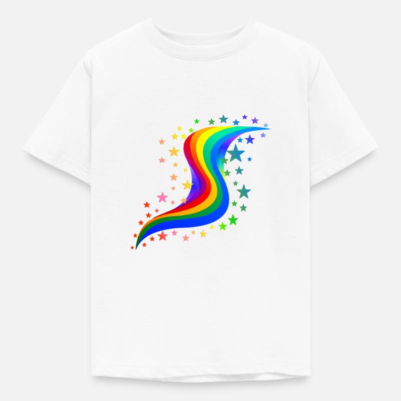 Regenbogen mit Sternen - Rainbow with stars - Kinder T-Shirt - Weiß
