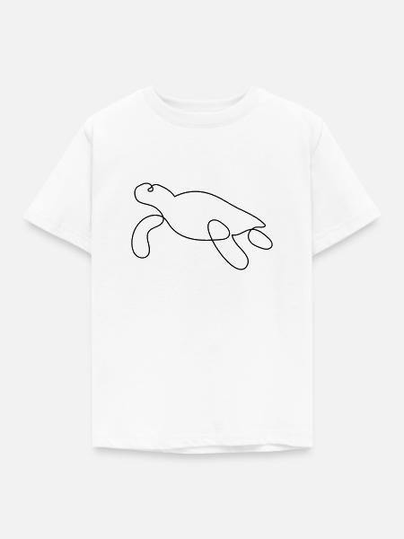 Schildkröte One-Line-Art - Kinder T-Shirt - Weiß