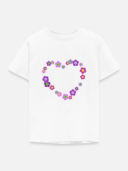 Blume Herz - Kinder T-Shirt - Weiß