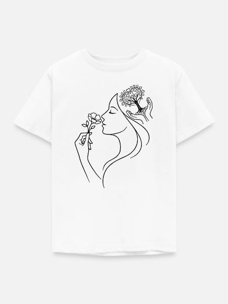 Frau Florale Natur - Kinder T-Shirt - Weiß