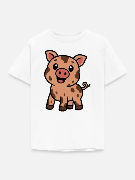 Schmutziges glückliches Schweinchen - Kinder T-Shirt - Weiß