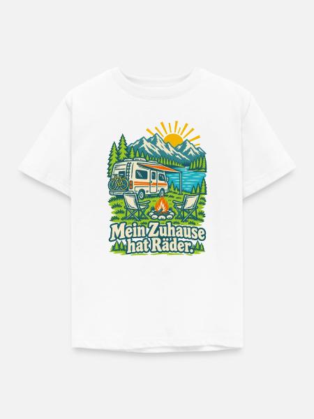 Mein Zuhause hat Räder Wohnmobil - Kinder T-Shirt - Weiß