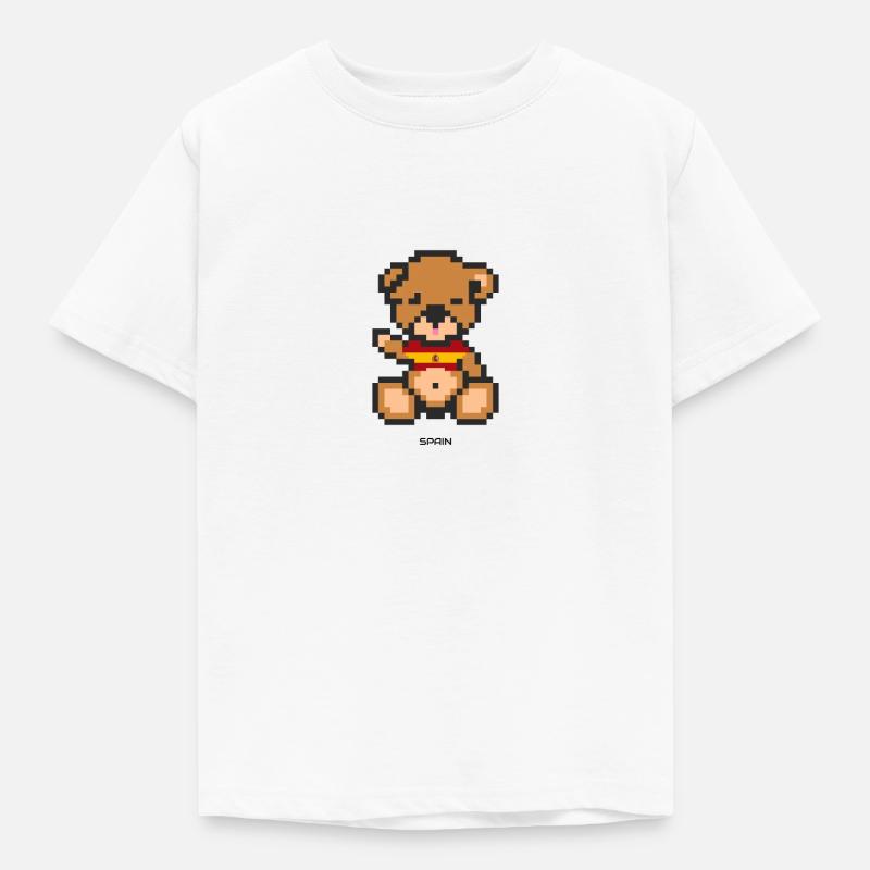 Pixel Bär Spanien - Kinder T-Shirt - Weiß