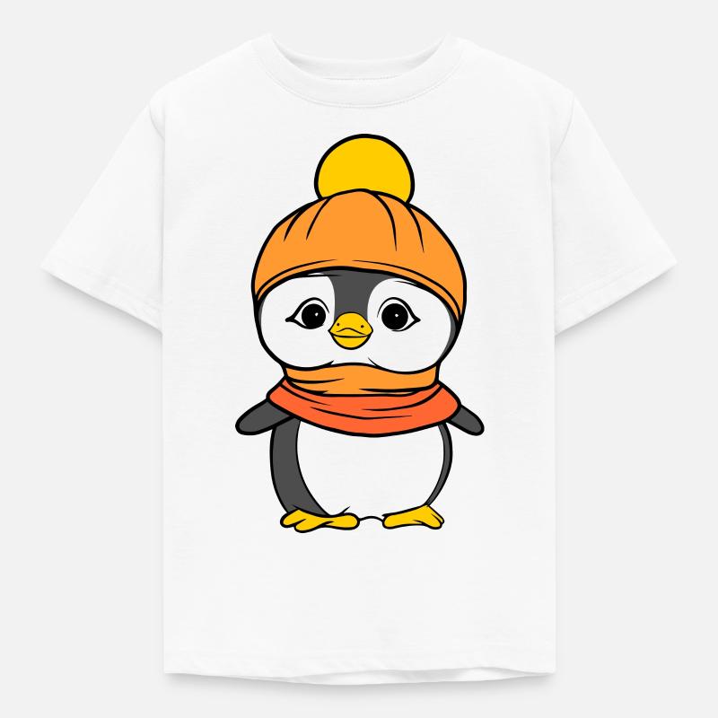 Pingouin avec bonnet et écharpe - T-shirt Enfant - blanc