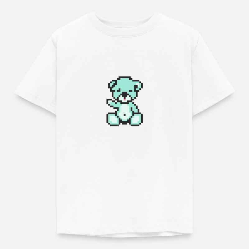 Pixel Bear Pastel Green - T-shirt Enfant - blanc