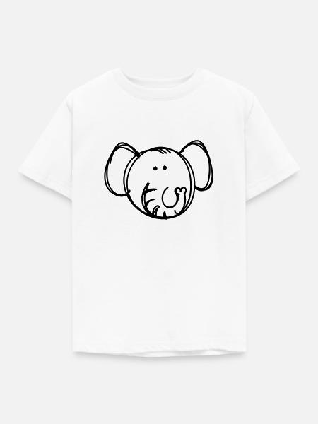 Elefant Zeichnung - Kinder T-Shirt - Weiß