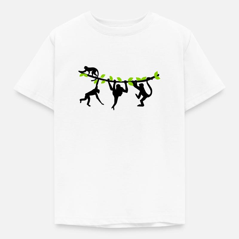 Affen beim Klettern - 2farbig - Kinder T-Shirt - Weiß