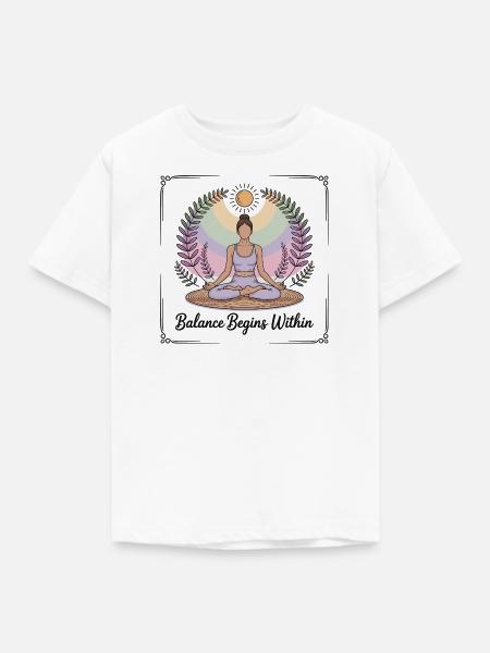 Balance Begins Within - Yoga - Kinder T-Shirt - Weiß