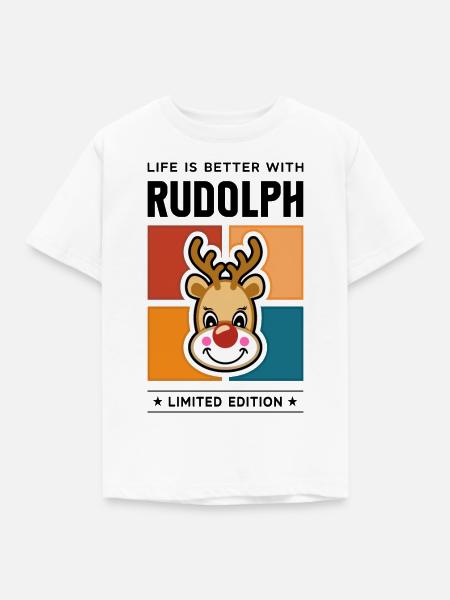 Rudolph - Kinder T-Shirt - Weiß
