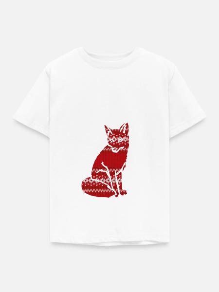 Weihnachten Fuchs - Strick Effekt - Kinder T-Shirt - Weiß