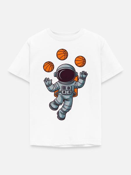 Astronaut Basketball Weltraum - Kinder T-Shirt - Weiß