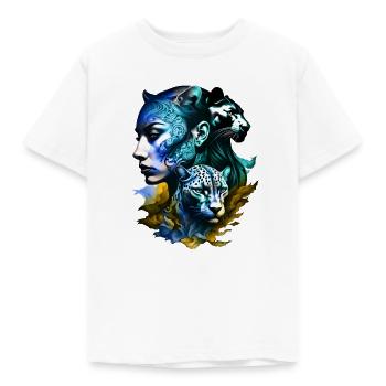 Leopard mit legendärem Frauengesicht - Kinder T-Shirt - Weiß - Vorne - AI Model Kid Male (0cm)