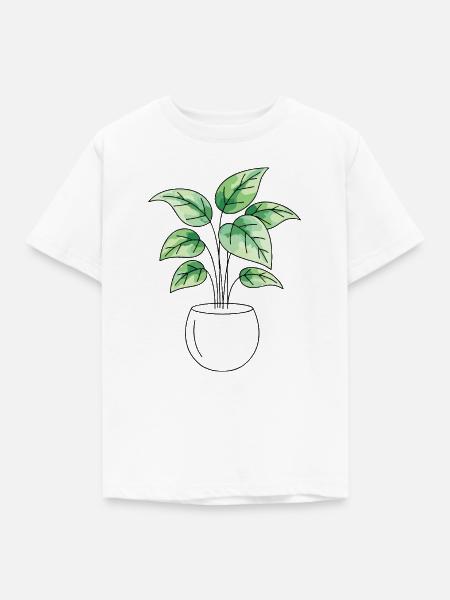 Pflanze mit Aquarell Farben - Kinder T-Shirt - Weiß