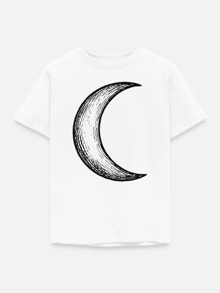 Handgezeichnete Mondsichel Skizze - Kinder T-Shirt - Weiß