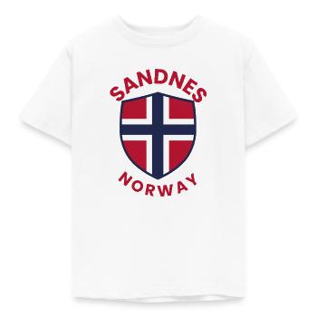 Sandnes-Norwegen-Schild - Kinder T-Shirt - Weiß - Vorne - AI Model Kid Male (0cm)